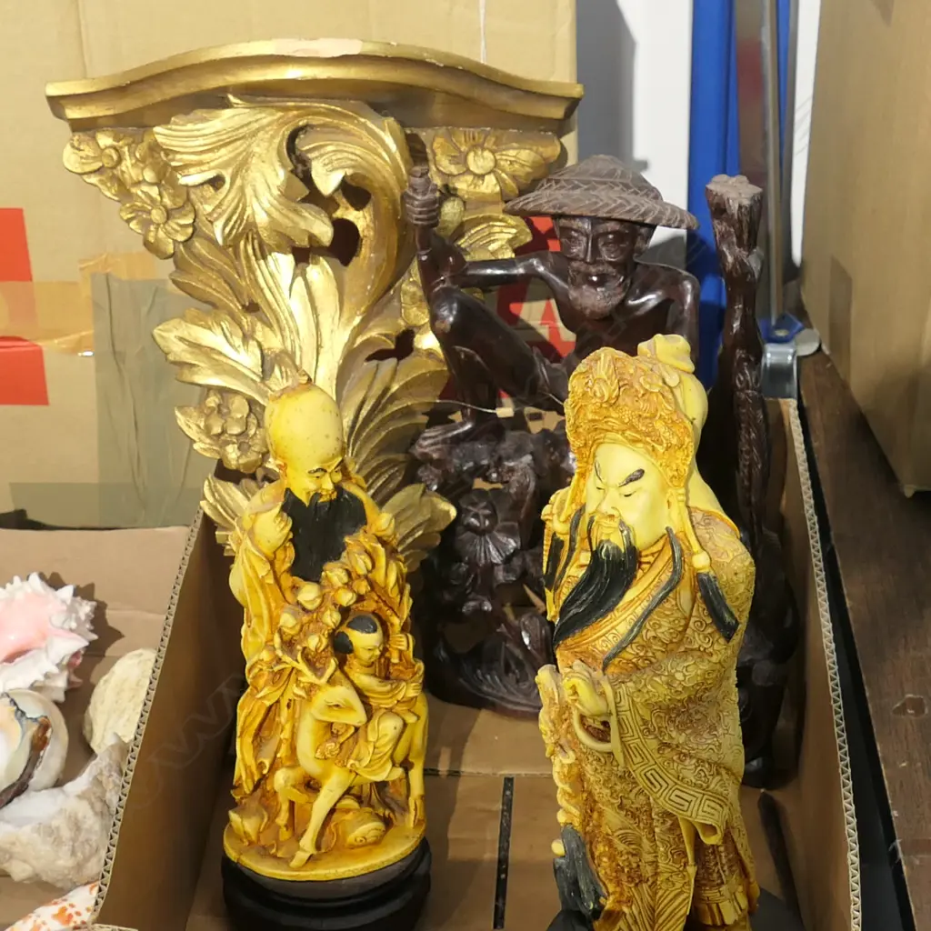 LOT ASST INCL. 2 FAUX IVORY FIGURES ETC Image 1++