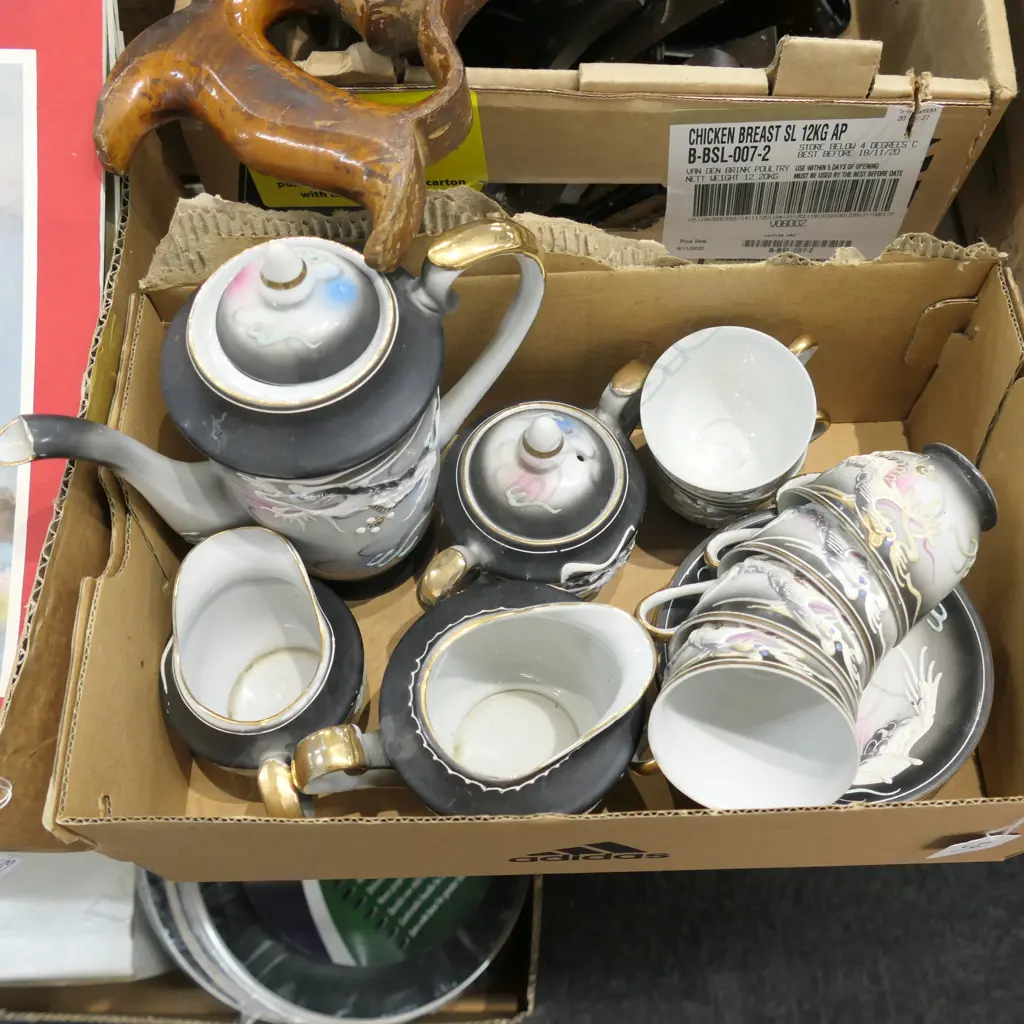 JAPANESE 18PC PORCELAIN DRAGON TEA SET  Image 1++