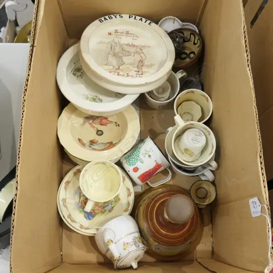 LOT ASST NURSERY CHINA/BUUNYKINS ETC + DECANTER