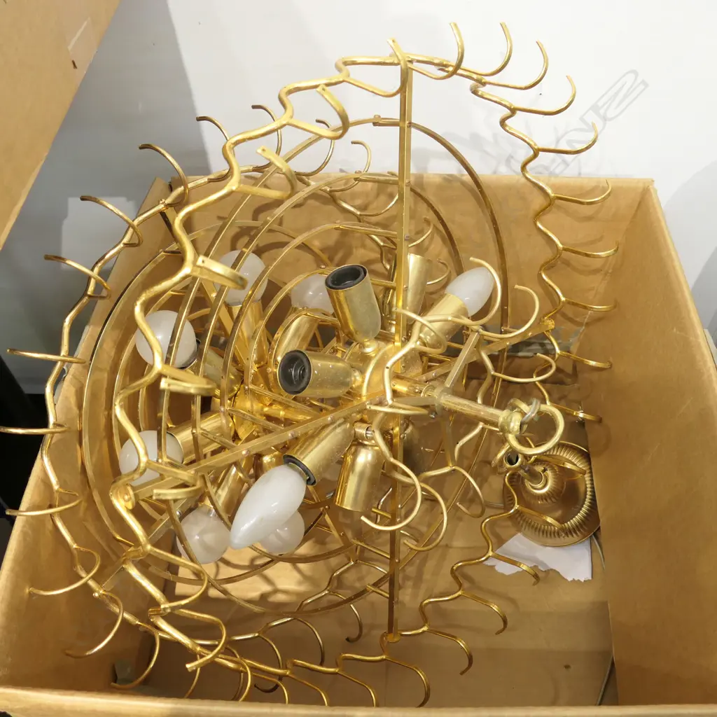 THREE BOXES VINTAGE BRASS AND CRYSTAL CHANDELIER FITTINGS  Image 1++