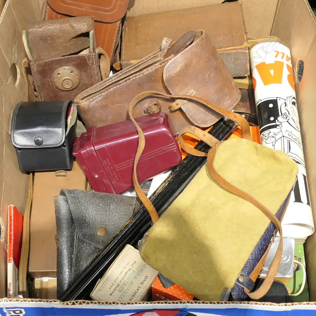 LOT ASST INCL CAMERA ACCESSORIES - TRIPOD / CASES / LIGHT METERS ETC Image 1++