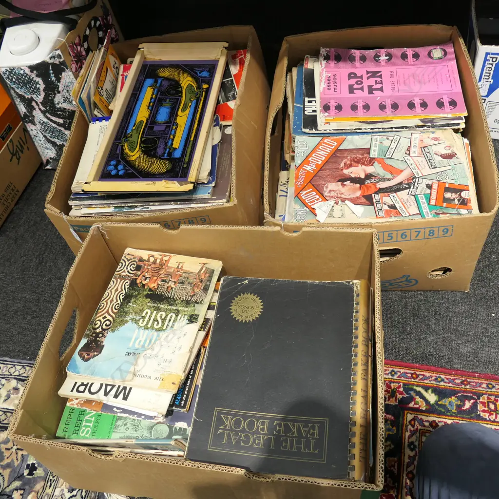 3 BOXES OF SHEET MUSIC + TRAY Image 1++