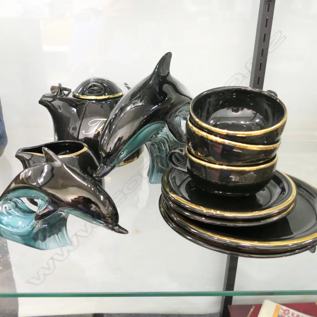 GERMAN TEA SET + 2 POOLE POTTERY DOLPHINS Image 1++