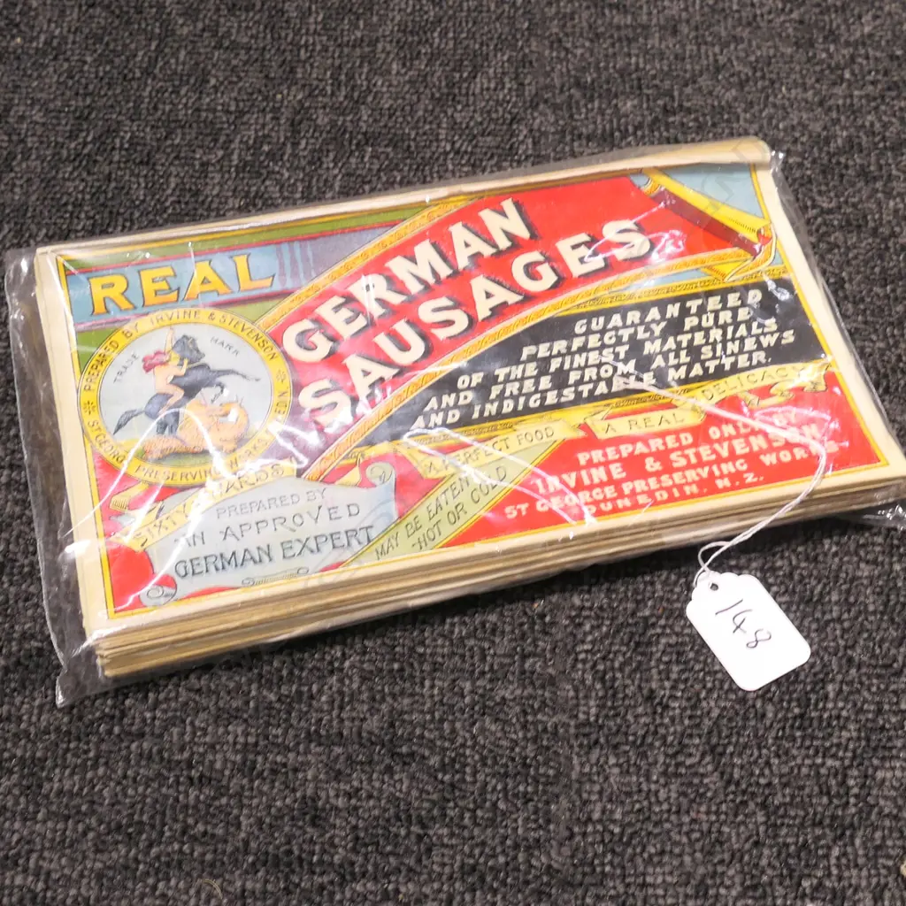 IRVINES CAN LABELS - 'REAL GERMAN SAUSAGES' (APPROX 100) Image 1++