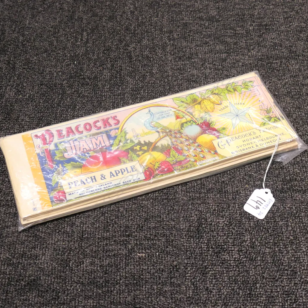 PEACOCK'S CAN LABELS  'APRICOT' AND PEACH & APPLE (APPROX 100) Image 1++