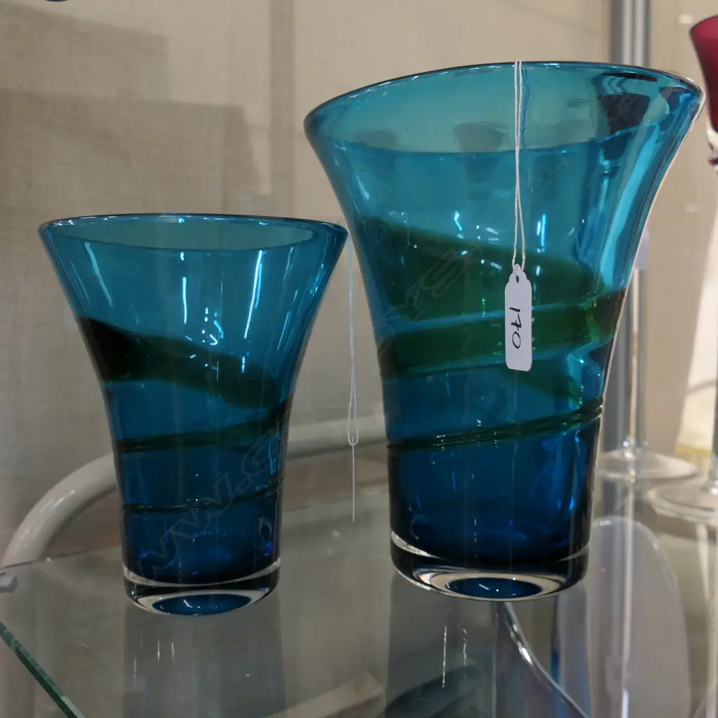 2 WHITEFRIARS GLASS SWIRL VASES Image 1++