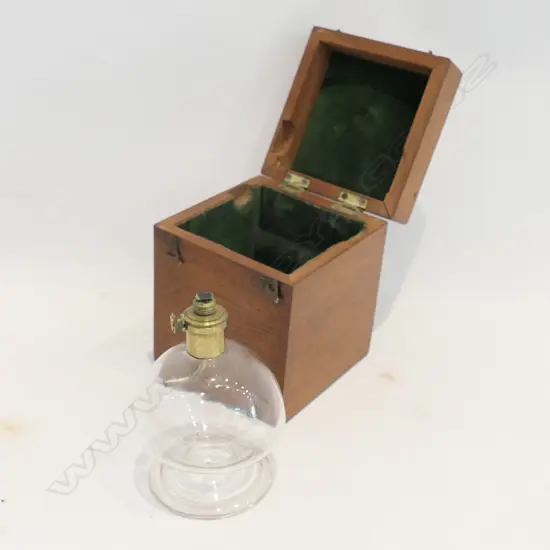 ANTIQUE BREAST PUMP IN WOODEN BOX 