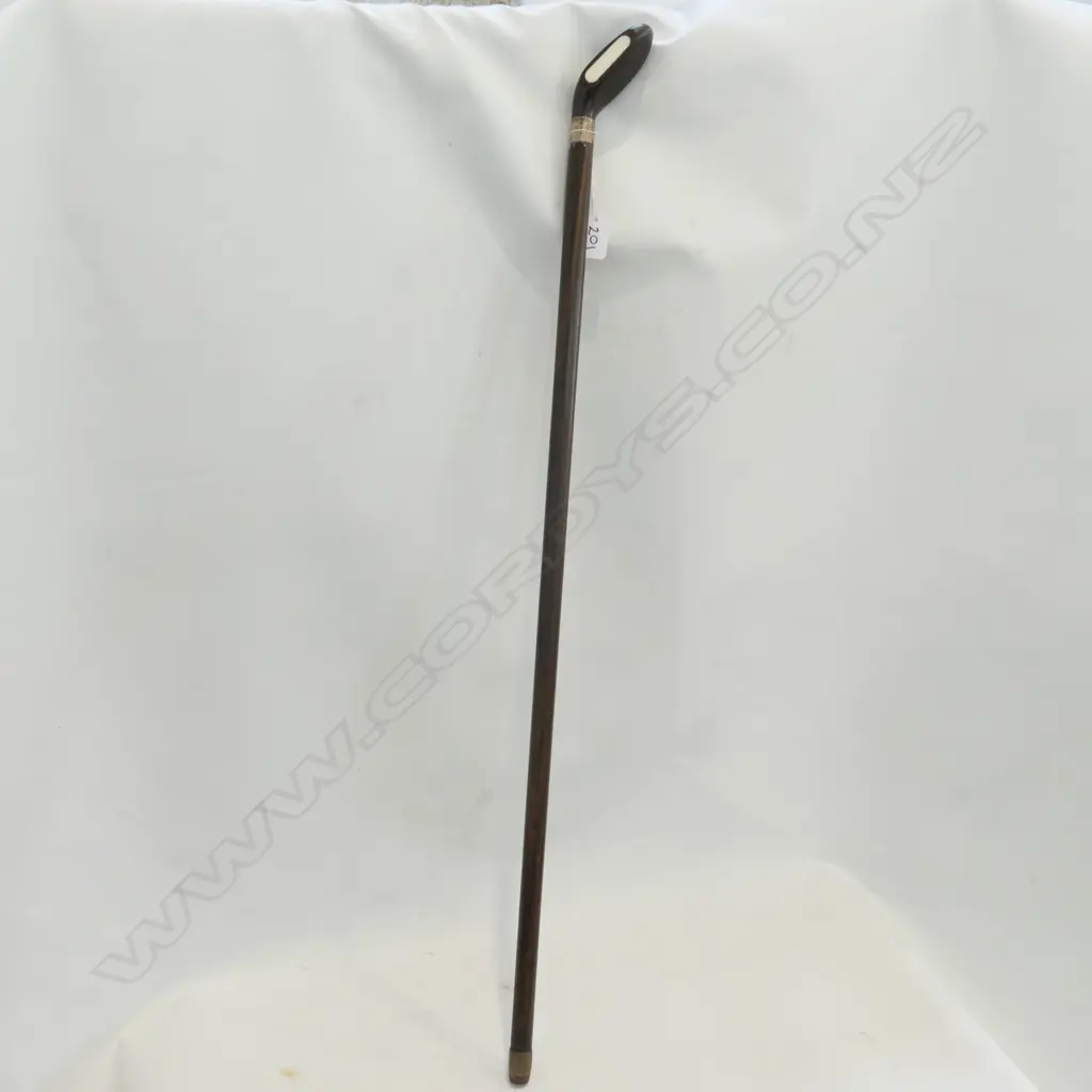 EBONY GOLF WALKING STICK WITH IVORY  PANEL Image 1++