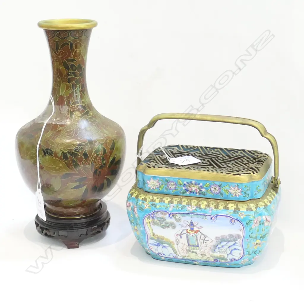 CLOISONNE VASE + ANOTHER  Image 1++