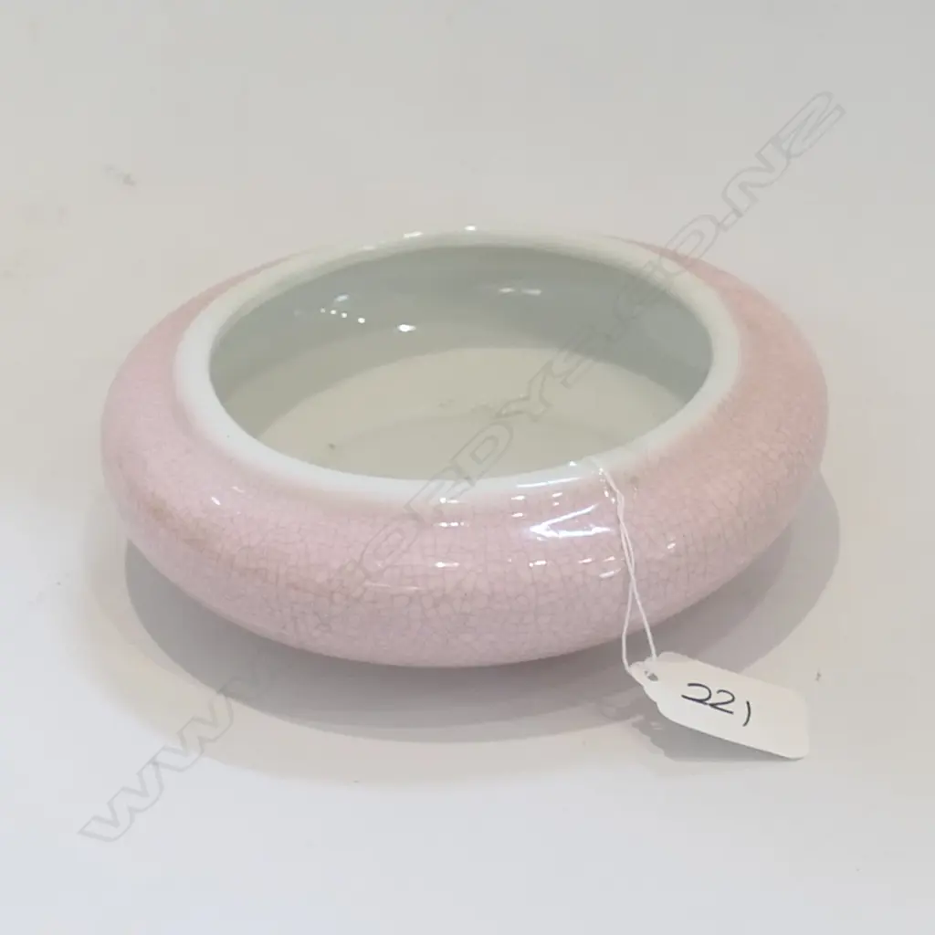 ORIENTAL PINK CRACKLE GLAZE BOWL/BRUSH WASHER Image 1++