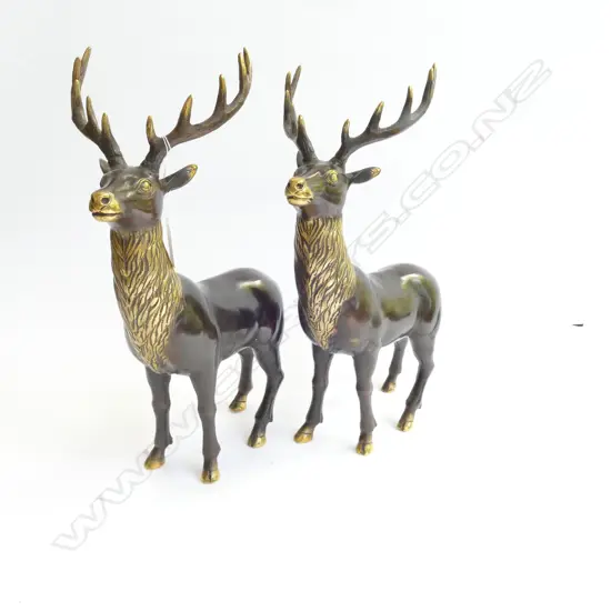 PR BRONZE/BRASS STANDING STAGS POLISHED HIGHLIGHTS...