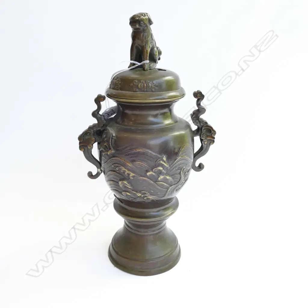 OLD BRONZE JAPANESE LIDDED VASE H. 315MM Image 1++