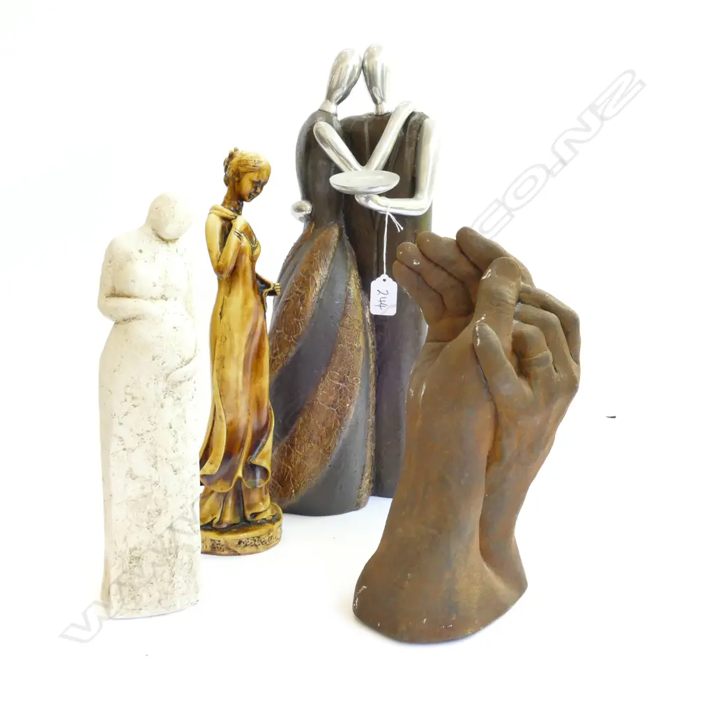 4 SCULPTURES; HANDS, PREGNANT WOMAN, COUPLE, ASIAN WOMAN SOME AF Image 1++