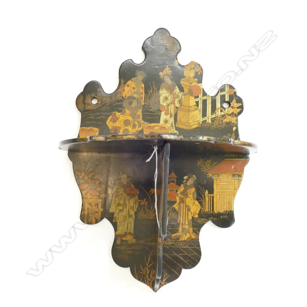 JAPANESE LACQUER FOLDING WALL SHELF 275MM H Image 1++