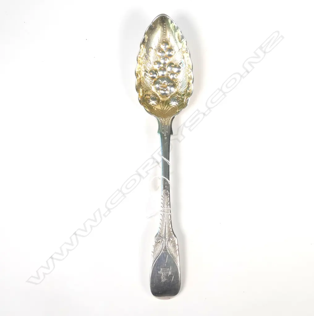 GEO III SILVER BERRY SPOON GILDED BOWL Image 1++
