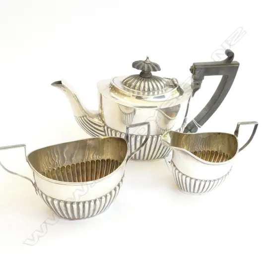 3PS STG SILVER TEA SET BIRMINGHAM