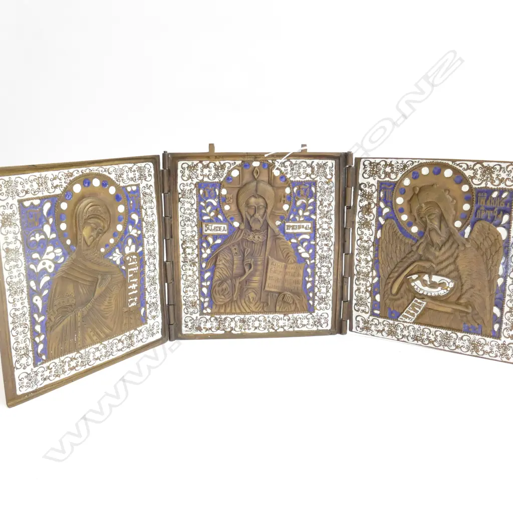 RUSSIAN BRASS TRAVELLING ICON Image 1++