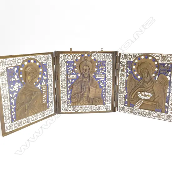 RUSSIAN BRASS TRAVELLING ICON