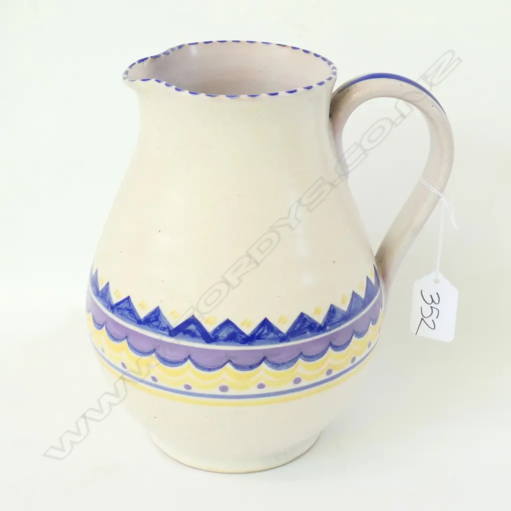 POOLE CARTER STABLER ADAMS JUG - HAND POTTED / PAINTED ART DECO JUG H. 200MM Image 1++