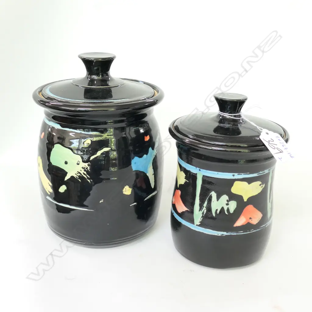 TWO LIDDED JARS BY PETER LANGE Image 1++