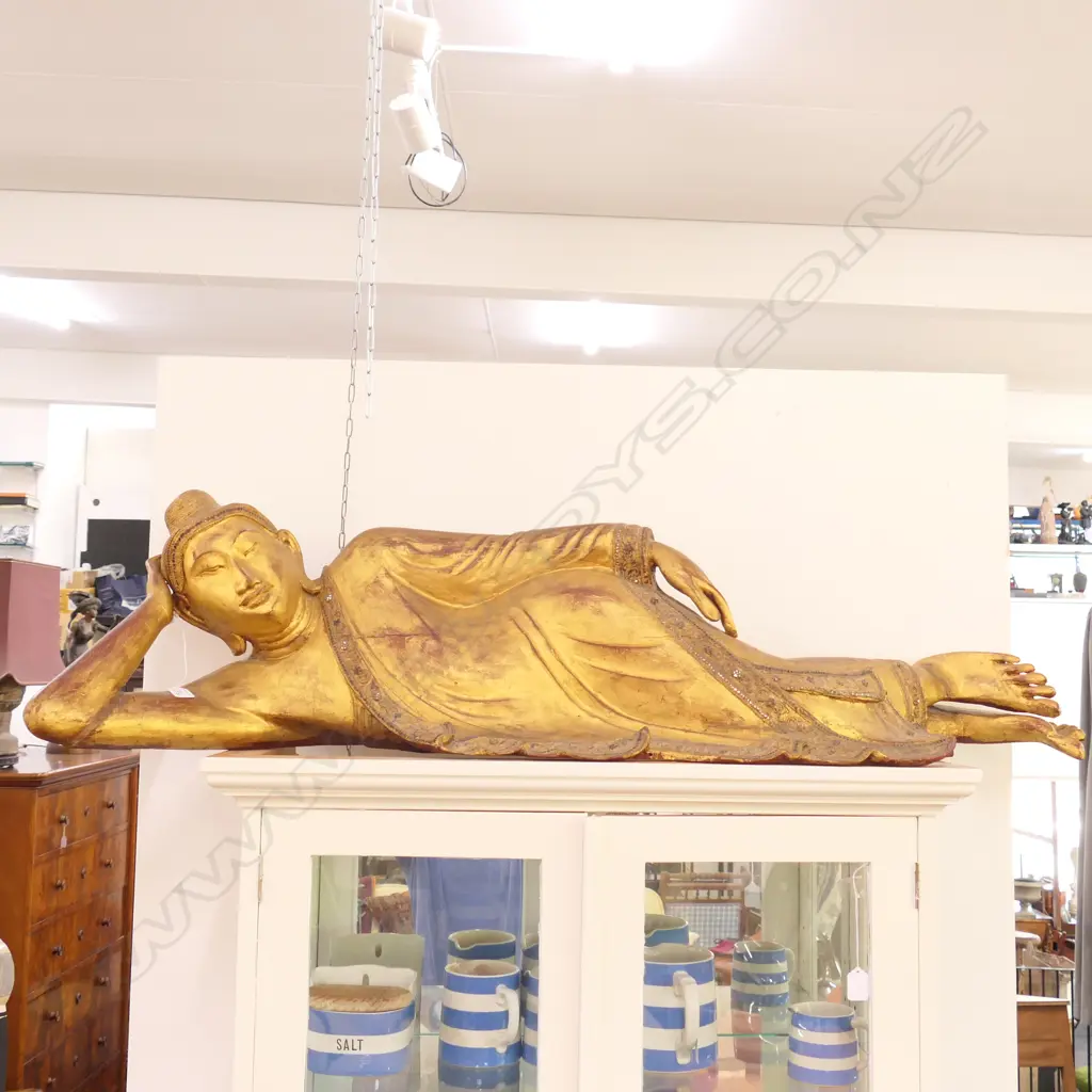 GILT WOODEN BODHISATTVA RECLINING FIGURE 1260MM L Image 1++