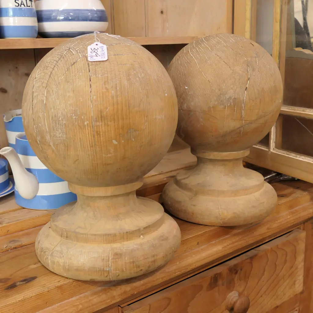 PAIR OF ANTIQUE ARCHITECTURAL FINIAL BALLS 330MM H Image 1++