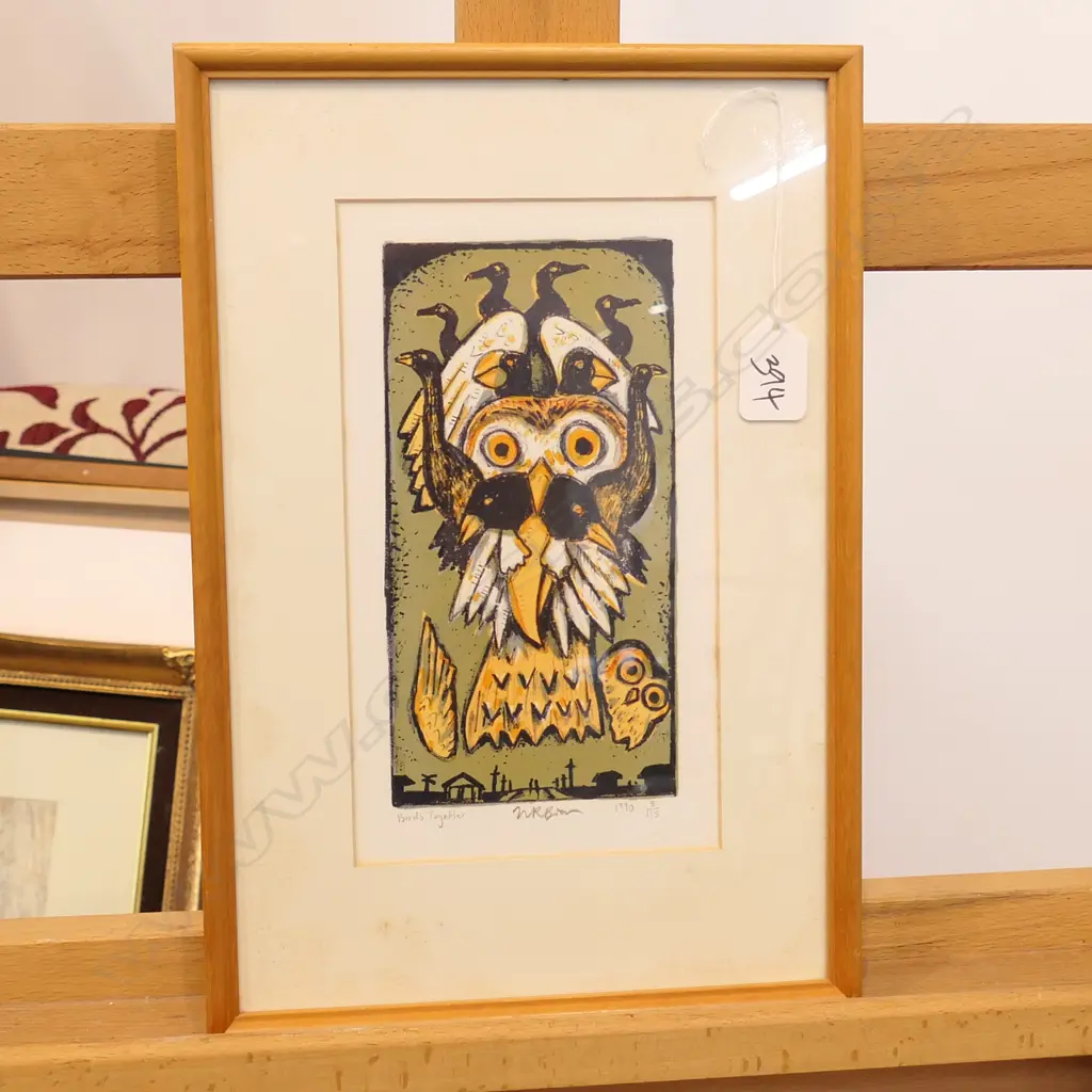NIGEL BROWN MUKA PRINT 'BIRDS TOGETHER' 1990 Image 1++
