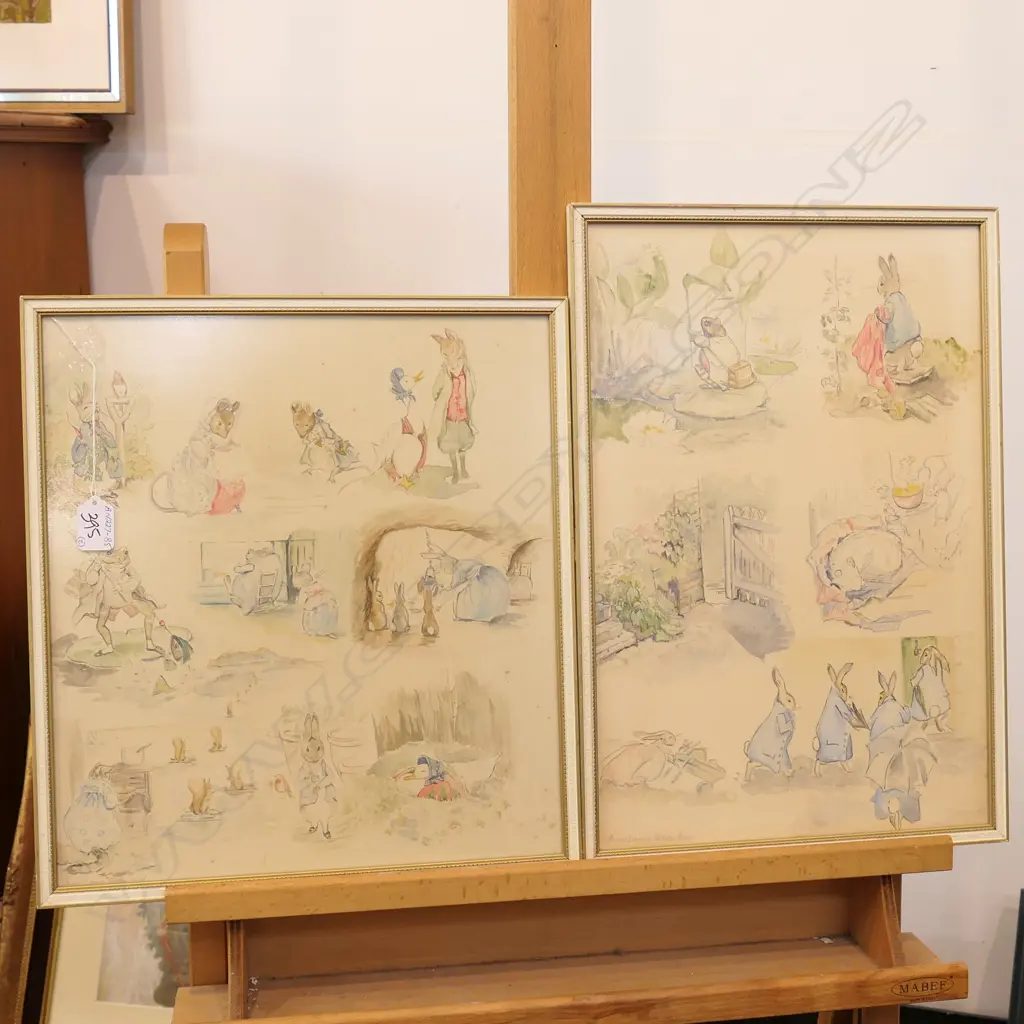 2 W/C'S BY ALISON L - OF BEATRIX POTTER CHARACTERS Image 1++