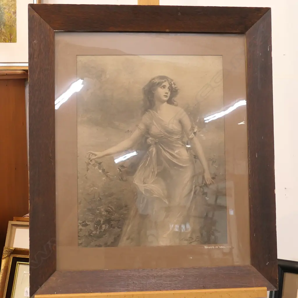 1890 LITHO FRAMED 'WHISPERS OF LOVE' Image 1++