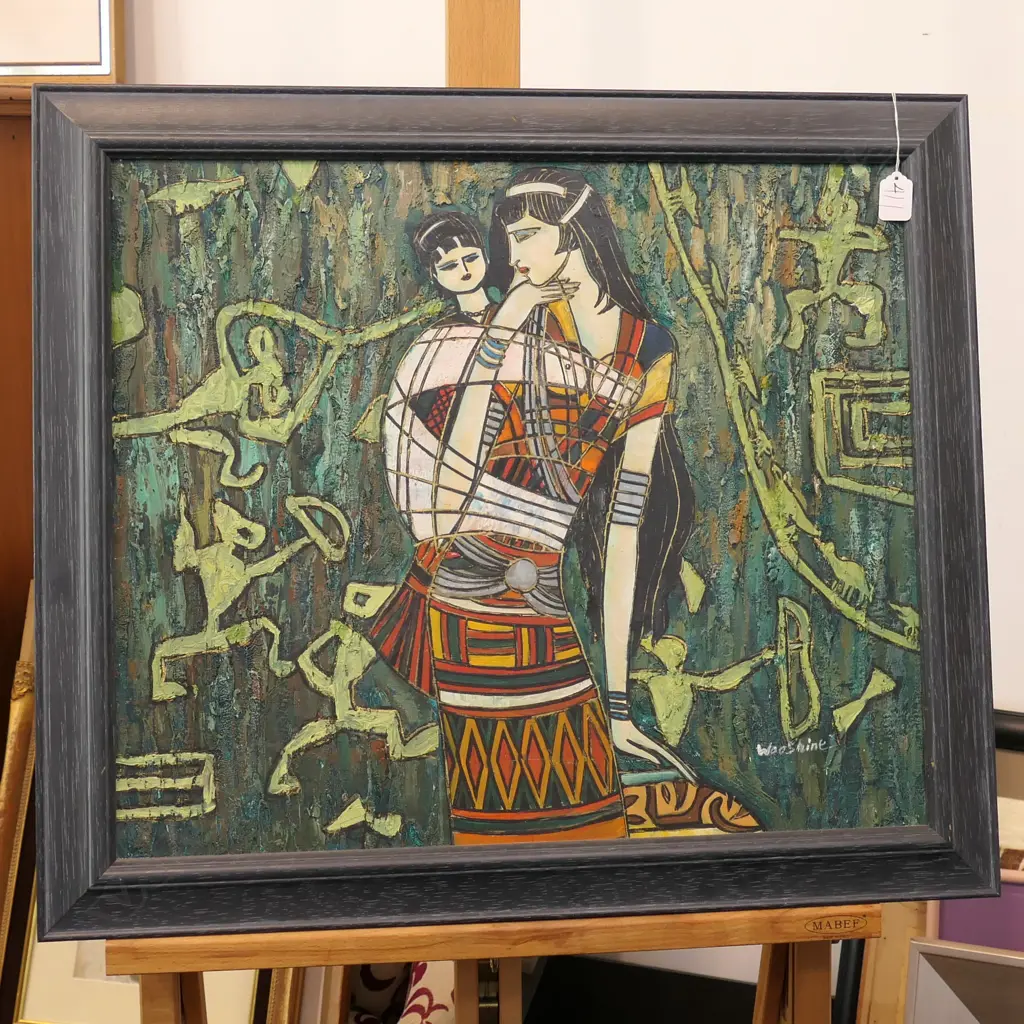 WOOSHINE OIL PAINTING MOTHER & CHILD Image 1++