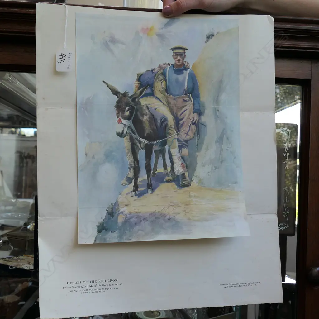 COLOUR PRINT SIMPSON & HIS DONKEY, UNFRAMED Image 1++