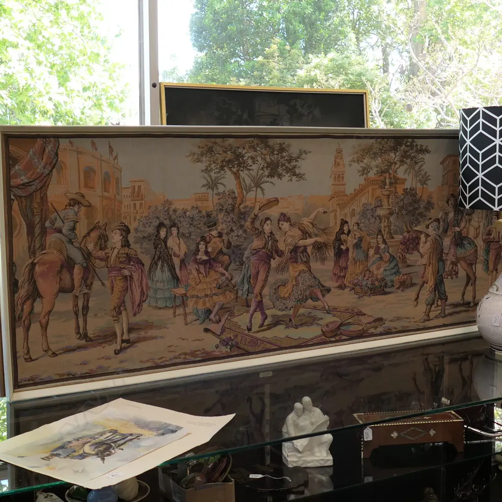 LARGE TAPESTRY OF SPANISH DANCERS L 1760 Image 1++