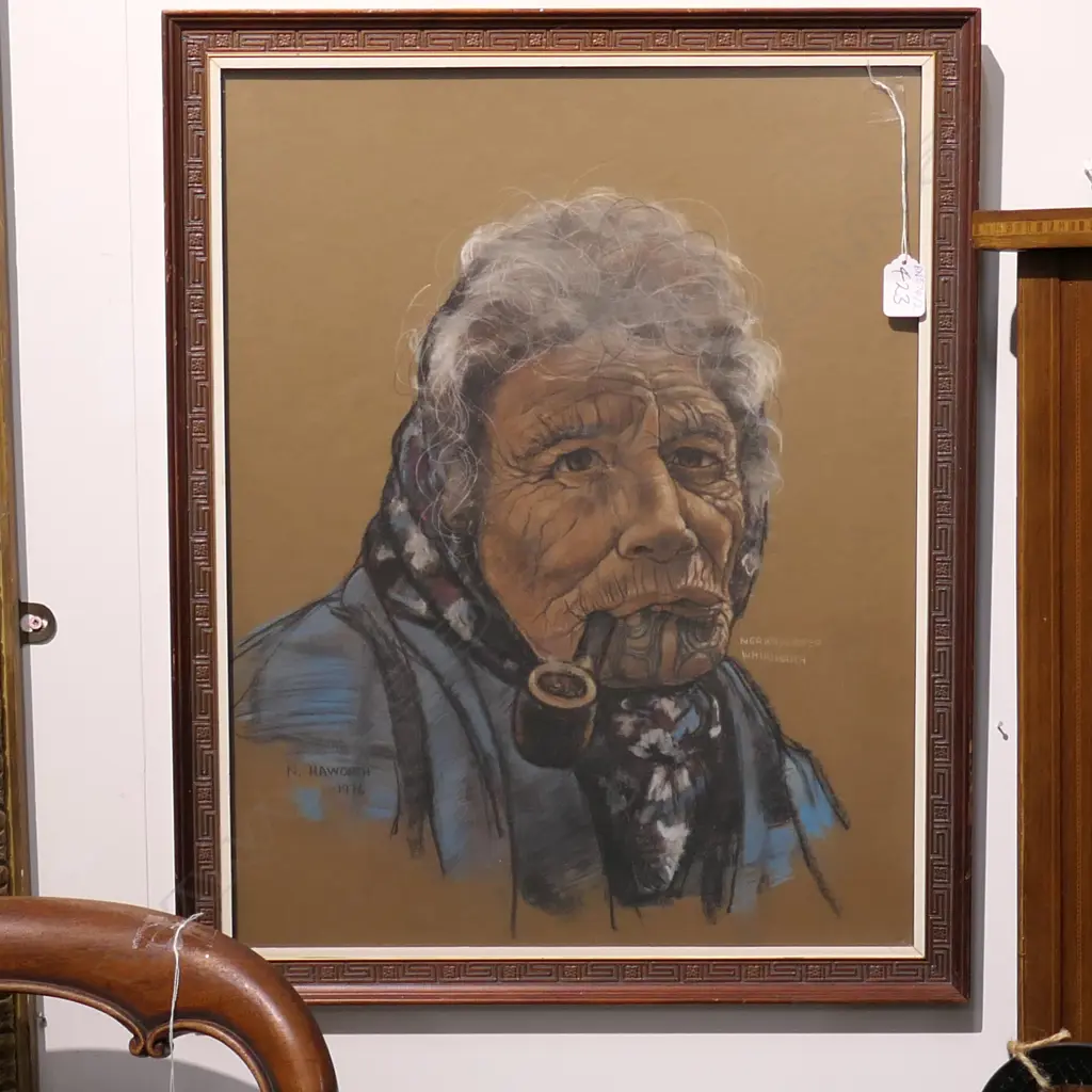 PASTEL OF MAORI WOMAN SGN. N HAWORTH 1970 Image 1++