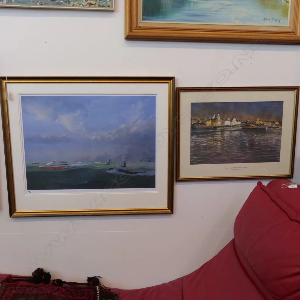 2 PRINTS; LIVERPOOL AND BOATS LARGEST 700MM W X 590MM H Image 1++