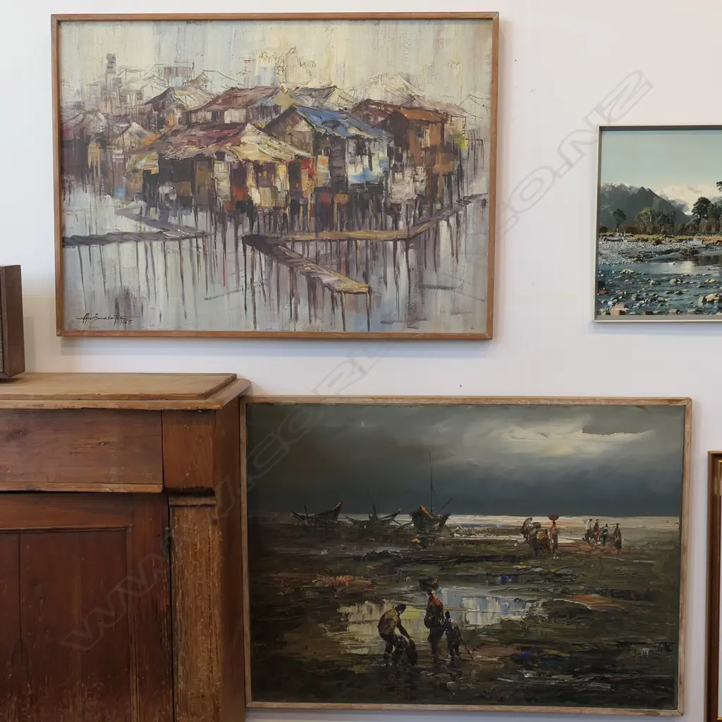 2 FRAMED ABSTRACT LANDSCAPE PAINTINGS - LARGEST 655 X 915MM Image 1++