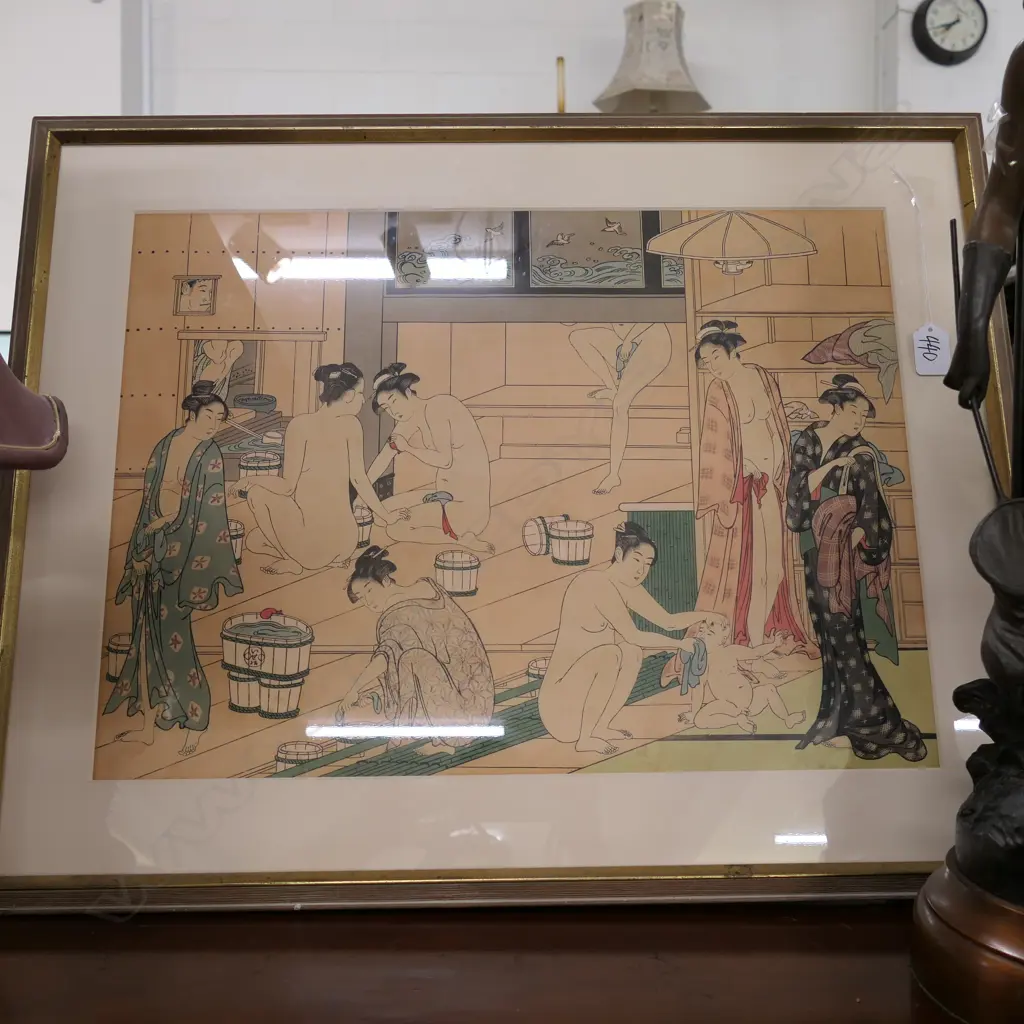 REPRINT EDO PERIOD UKIYO-E  INTERIOR OF BATH-HOUSE TORII KIYONAGA Image 1++