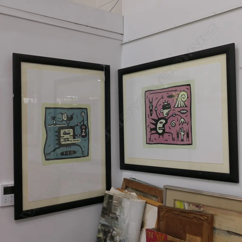 PAIR OF LIMITED EDITION 1997 PRINTS BY FRITZ 680MM W X 920MM H Image 1++