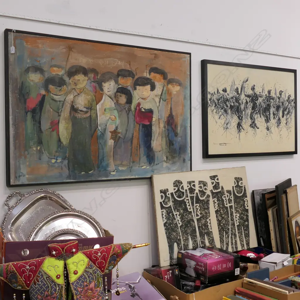 3 FIGURATIVE PAINTINGS - LARGEST 815 X 1170MM Image 1++