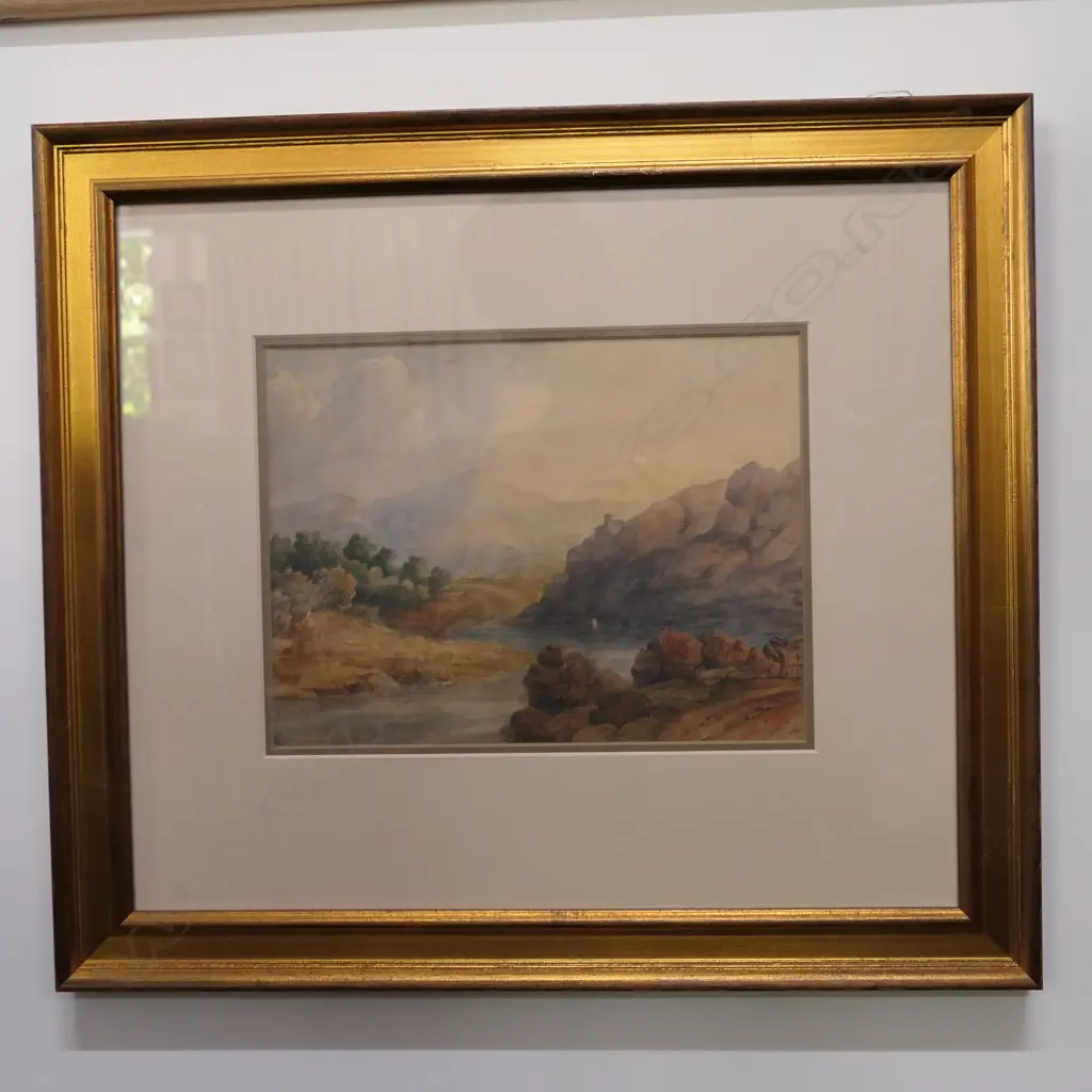 19thC SCOTTISH W/C LANDSCAPE w CASTLE Image 1++