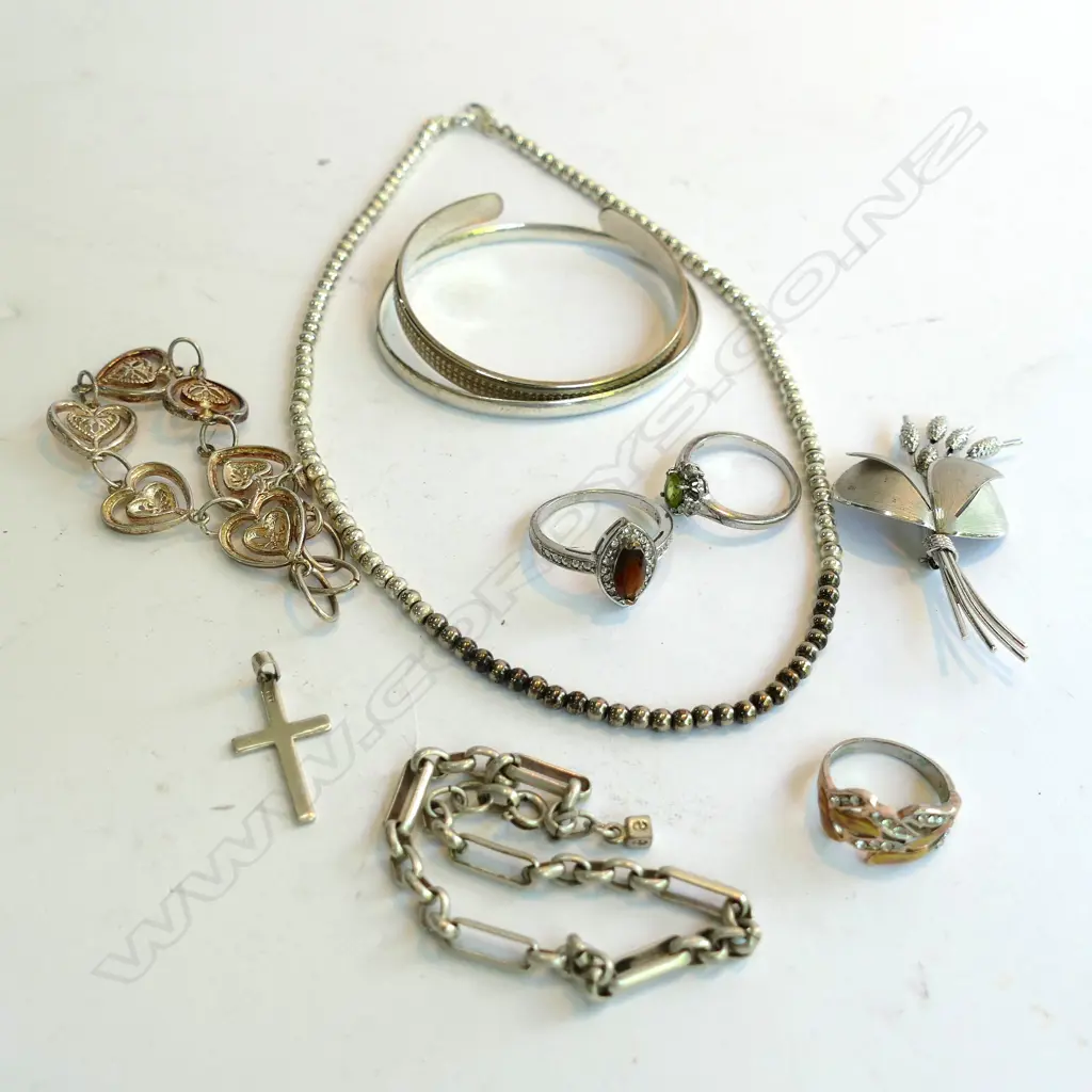 BAG STERLING JEWELRY INCL BANGLES, NECKLACE ETC Image 1++