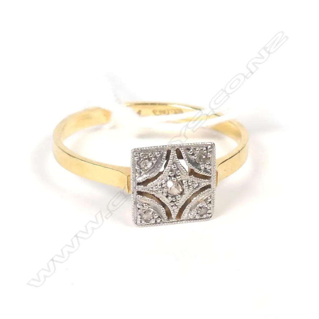 ART DECO 18CT GOLD DIAMOND RING Image 1++