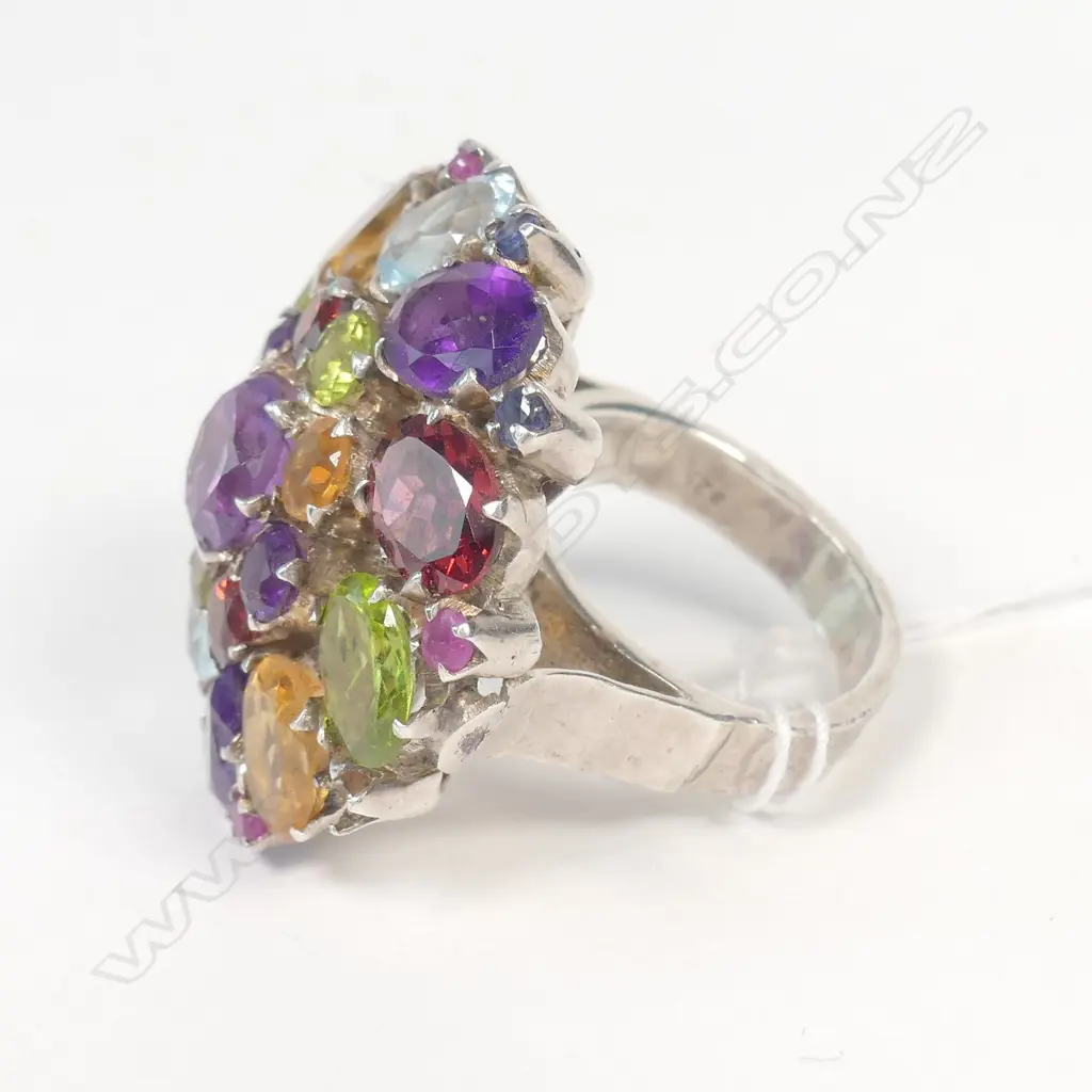 MULTI-GEM AND SILVER RING Image 1++