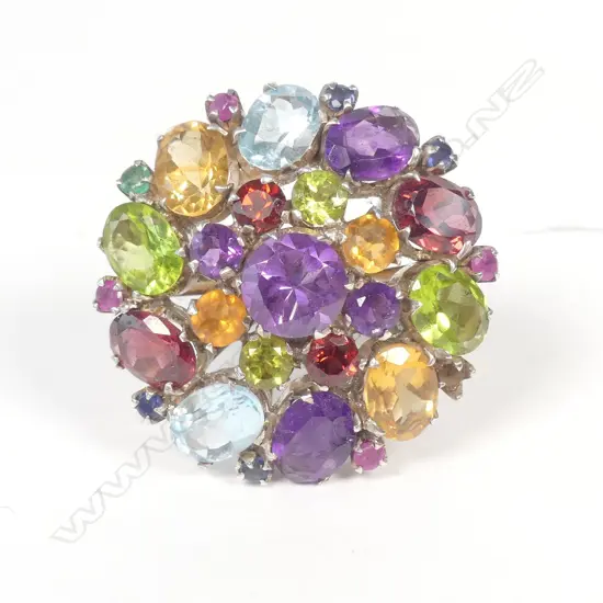 MULTI-GEM AND SILVER RING