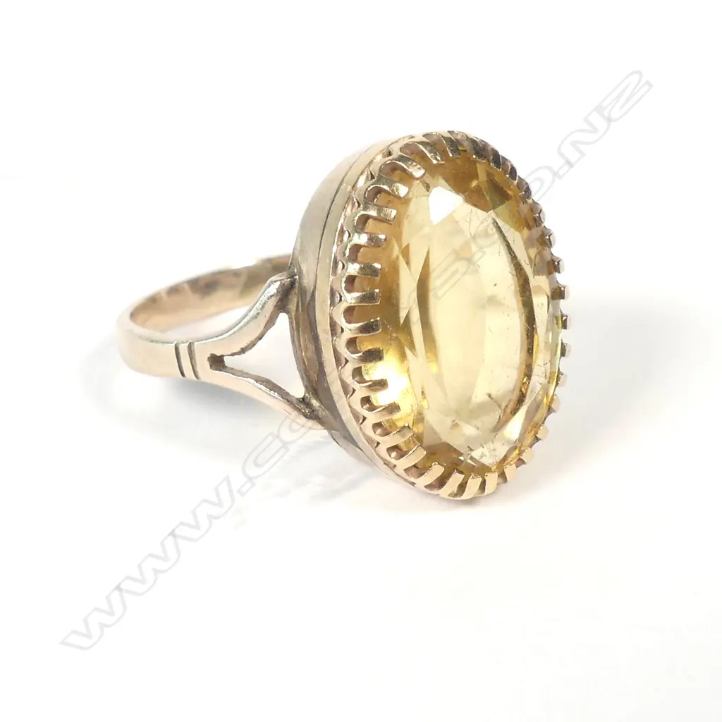 9CT CITRINE/TOURMALINE ? RING CLAW SET Image 1++