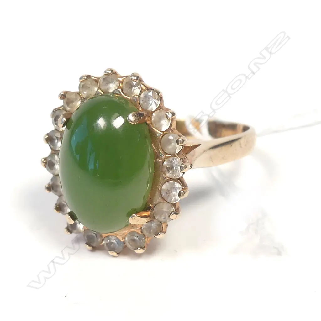 9CT GREENSTONE RING 6.3GMS Image 1++