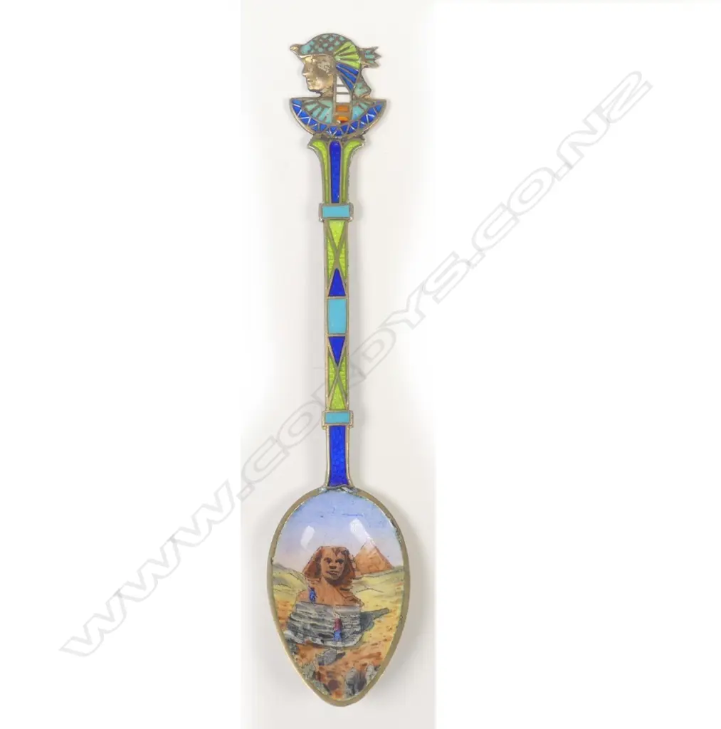 EGYPTIAN SILVER GILT/ENAMEL SPOON Image 1++