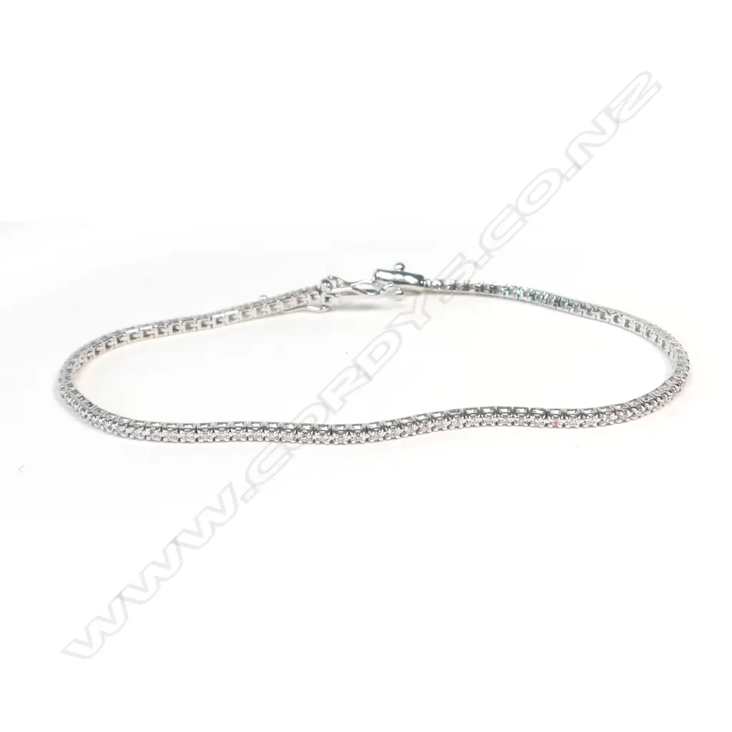 9CT WHITE GOLD AND DIAMOND TENNIS BRACELET 0.50CT TDW Image 1++