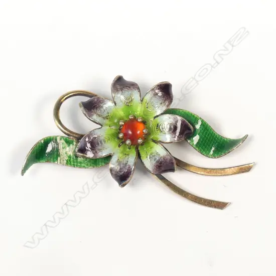 SILVER GILT AND ENAMEL BROOCH