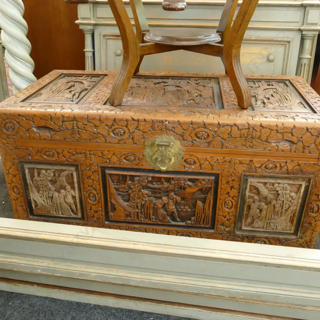 CARVED CAMPHOR WOOD BOX L 1020 MM Image 1++