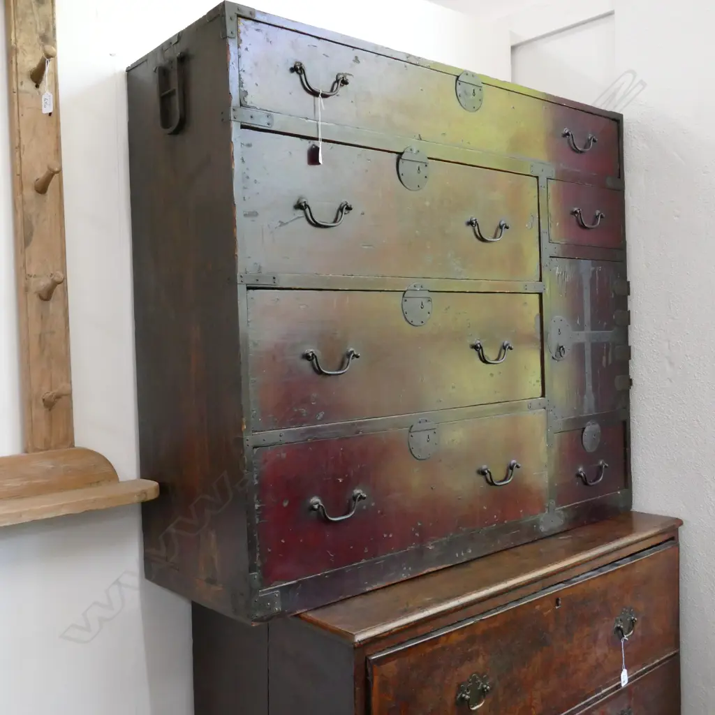 19THC JAPANESE OLD LACQUER TANSU Image 1++